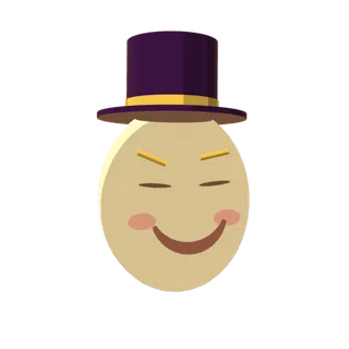 Fibwick, the host: a paper mask in a top hat